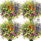20 Bundles Artificial Flowers for Outdoors Fake Plastic Flowers UV Resistant Realistic Faux Plants Shrubs for Spring Summer Garden Porch Yard Patio Planter Window Box Home Decor, Mixedcolor