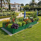 YITAHOME 8x4x1ft 2pcs Large Raised Garden Bed Kit, Galvanized Metal Planter Box with Gloves, Ground Nails & Safety Rubber, Outdoor Above Ground Planters for Plants Vegetables Flowers, Green