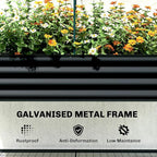 Outsunny Galvanised Raised Garden Bed with Greenhouse Cover, Metal Elevated Garden Bed with Legs, Bed Liner and Bottom Shelf, Outdoor Raised Planter Box for Vegetables, Herbs, Flowers, Black
