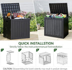 Deck Box 35 Gallon Black Resin Lockable Outdoor Storage Bin