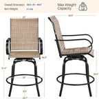 Yaheetech Patio Swivel Bar Stools Outdoor Chairs Set of 6 Outdoor High Bistro Stools Outdoor Furniture, All-Weather Patio Stools for Outside, Beach, Lawn, Poolside and Garden, Black/Brown