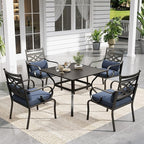 Sophia and William Outdoor Patio Dining Set for 4, Outdoor Table and Chairs, Removable Seat Cushions, Black 37" Patio Dining Table,Blue