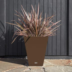Veradek Nobleton Indoor/Outdoor Wide Square Planter (Espresso, 22 inch - 2 Pack with 2 Saucer Trays)