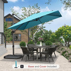 PURPLE LEAF 9'×9' Patio Umbrella with Base Outdoor Cantilever Umbrella with Cover Aluminum Square Offset Umbrella with 360-degree Rotation for Deck Pool Garden Turquoise Blue