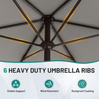 AreShark 7.5FT Patio Umbrella Table Market Umbrella with 6 Sturdy Ribs, Button Tilt/Crank Heavy-Duty Round Outdoor Umbrellas for Garden, Deck, Backyard,and Pool, Foggy Gray