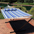 Sunnydaze Quilted Outdoor Hammock with Spreader Bars - Heavy-Duty 450-Pound Capacity Double Hammock for Outside - Catalina Beach
