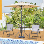 Yaheetech Outdoor Bistro Table with Umbrella Hole, 28in Patio Square Dining Table w/Silk Printing Glass Top, Weather-Resistant Patio Table for Garden Poolside Balcony Backyard, Black