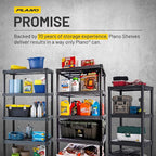 Plano 5-Shelf Plastic Storage Shelves, 73” x 36” x 18”, 750lb Capacity, Pantry, Office, Closet and Garage Shelves, Easy to Assemble, Durable Plastic Shelving Unit