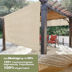 Universal Pergola Replacement Canopy Shade Cover with Breathable HDPE Fabric & Rod Pockets for 10 x 10 FT Pergola, Canopy Size: 192'' L x 106'' W (Banha Beige)