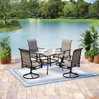 Outdoor Patio Square Dining Table, All Weather Wrought Iron Black Outdoor Table - Image 2