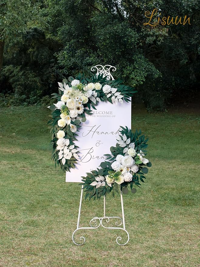 Artificial Flower Swag for Wedding Arch, Ivory Peony and Rose Silk Decor