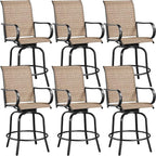 Yaheetech Patio Swivel Bar Stools Outdoor Chairs Set of 6 Outdoor High Bistro Stools Outdoor Furniture, All-Weather Patio Stools for Outside, Beach, Lawn, Poolside and Garden, Black/Brown
