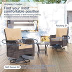 Kullavik 13 Pieces Outdoor Patio Furniture Set,PE Wicker Rattan Sectional Sofa Patio Conversation Sets with 43" 55000BTU Gas Propane Fire Pit Table,Swivel Rocking Chairs Set,Sand