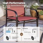 5 Piece Patio Dining Set for 4, 37”x37” Square Table with Umbrella Hole, 4 Metal Red Chairs, Outdoor Table and Chairs Set for Lawn Backyard and Deck