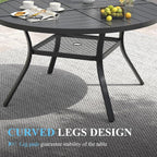 VICLLAX Patio Dining Set for 6, 7 Pieces Outdoor Furniture Set- 47" Round Patio Table and Stackable Chairs, Black Tabletop and Grey Fabric