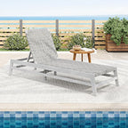 Christopher Knight Home Susua Rope Chaise Lounge with Acacia Wood Frame, Adjustable Backrest Single Lounge Sofa, Patio Sun Lounger Recliner Chair for Poolside Backyard, Gray + Light Gray