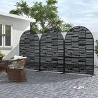 Casaphoria 72" H x 47" W Arched Metal Privacy Screen - Elegant Freestanding Outdoor Screen for Deck, Patio & Balcony - Versatile Decorative Privacy Panels for Home & Garden Use，Black-Shine