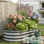 Galvanized Metal Raised Garden Bed Kit for Outdoor Planter Boxes with Easy Assembly,Oval Large Galvanized Gardening Raised Bed for Vegetables, Fruits, Flower (Silver, 4 * 2 * 1ft-2P)