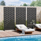 Casaphoria Metal Privacy Screen Outdoor, 60" H x 30" W Freestanding Decorative Privacy Screen for Patio Deck Balcony Garden with Stable Base, Black-Square
