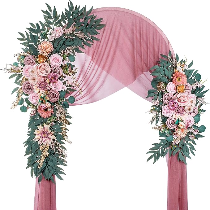 Artificial Silk Flowers, Dust Pink Wedding Arch Floral Swag Set