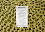 COTTON CRAFT - Hand Knitted Cable Style Dori Pouf - Green - Floor Ottoman - Cotton Braid Cord - Handmade & Hand Stitched - Truly one of a Kind Seating - 20 Dia x 14 High