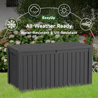EasyUp 180 Gallon Outdoor Storage Box, Resin Waterproof UV-Resistant Deck Box with Hydraulic Lid Support, Reinforced Stability for Patio, Garden, and Poolside, Black