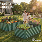 YITAHOME 6pcs 6x3x2 ft Galvanized Raised Garden Bed Kit, Large Metal Planter Box with Gloves & Support Rod, Outdoor Flower Bed for Plants Vegetables, Green