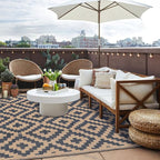 SAND MINE Reversible Mats, Plastic Straw Rug, Modern Area Rug, Large Floor Mat and Rug for Outdoors, RV, Patio, Backyard, Deck, Picnic, Beach, Trailer, Camping, Black & Brown, 5' x 8'