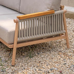 Acanva Modern All-Weather Aluminum Outdoor Patio Sofa with Thick Cushions, Olefin Fabric Sunroom Backyard Furniture, Light Khaki, Armchair