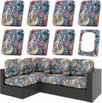 Cushion Covers, 8-Piece Stretch Paisley Outdoor Patio Set