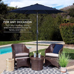 Best Choice Products 7.5ft Heavy-Duty Round Outdoor Market Table Patio Umbrella w/Steel Pole, Push Button Tilt, Easy Crank Lift - Navy Blue
