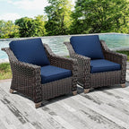 Joyside Wicker Patio Chairs Set of 2, Outdoor Rattan Furniture with Wide Armrest and Thick Cushions, Upgraded Large Size for Backyard, Garden, Poolside