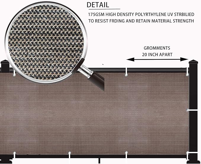 LOVE STORY Balcony Privacy Screen, 3'x12' Deck Shield Screen Fence Cover,UV Protection and Weather-Resistant,3 FT Height for Deck, Patio, Backyard, Outdoor Pool, Porch, Railing, Brown
