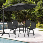 Yaheetech 4 Piece Patio Swivel Bar Stools, Texteline Outdoor Chairs with High Back/Armrest/Footrest, All Weather Padded Seating Outdoor Furniture Height for Outside, Lawn & Garden