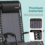 SereneLife Outdoor Zero Gravity Lounge Chair Set with Table – 2 Adjustable Recliners with Cup Holders, Headrest, Steel Frame & Foldable Design for Patio, Pool, Garden, or Camping