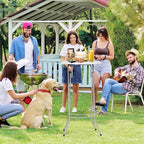 VINGLI 24" Plastic Folding Round Table Bar Height, HDPE Matrial with Gray Metal Finish, High Top Table for Outdoor Party, Cafes, Restaurants, Backyard, Dining Room, Wedding Event,1 Pack, White