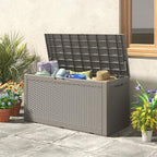 Resin Outdoor Storage Deck Box, 102 Gallon, Lockable Gas Lift Lid