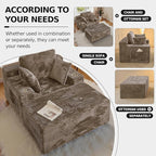 CHORRO67 Chaise Lounge Chair Indoor,Oversized Boneless Single Sleeeper Couch Bed,Corduroy Cloud Sofa with 3 Soft Pillows for Livingroom,Bedroom,No Assembly,(Khaki)