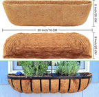 Coco Liners for Planters - 4 Pack 30 Inch Trough Coconut Liners for Planters, Window Box Coco Liners, 100% Natural Coconut Fiber Liners for Wall Hanging Basket, Window Box, Fence Baskets