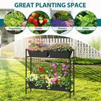 OYEAL Raised Garden Bed with Legs & Trellis, 32" Tall Vertical Garden Planter Boxes Outdoor Flower Bed for Gardening, Vegetables, Flowers, Herbs, Backyard, Grey