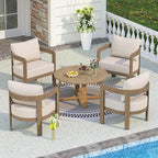 Outdoor Patio Furniture Set, 5 Pieces Modern Metal Patio Conversation Set with 6" Thick Cushions, Outdoor Lounge Sofa 350lbs for Backyard Porch Balcony, Beige