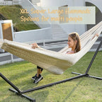 ZEAN Handwoven Hammock by Thick Cotton Rope XL Two Person Hammock for Outside, Patio Backyard Garden 550LB Capacity