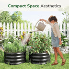 GreatBuddy 2x2x1 ft Round Galvanized Raised Bed, Easy-Assembly Raised Garden Bed with Anti-Cut Gloves & Tools, Rust-Proof Garden Bed for Outdoor, Vegetables, Herbs, Small Trees, Black