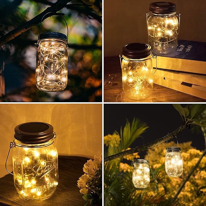 String Lights for Mason Jars, 8-Pack Solar Lid Lights, Warm White