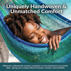 Sunnydaze Handwoven XXL Thick Cord Mayan Double Hammock for Outside - 625-Pound Capacity Heavy-Duty Outdoor Hammock - Tropical Lagoon