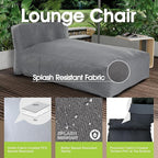 Outdoor Bean Bag Lounger Chair, Big Comfy Outdoor Daybed for Sunbathing and Tanning - Water-Resistant Patio Chaise and Pool Sun Lounger Furniture for Beach Deck (Charcoal Grey)