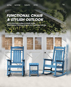 KINGYES HDPE Patio Rocking Chair Set of 2, Outdoor Rocking Chairs Porch Rocker for Adults, Navy