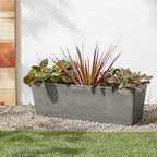 Arcadia Garden Products U65CT Plastic/Stone/Wood Composite Simplicity Window Box, No Drainage Hole (Drillable), Patio Plant Container, Indoor Outdoor Planter, 25.5" x 9, Cement Color