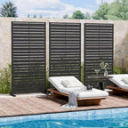Casaphoria Metal Privacy Screen Outdoor, 72" H x 35" W Freestanding Decorative Privacy Screen for Patio Deck Balcony Garden with Stable Base, Black-Benjamin