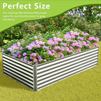 8x4x2FT Galvanized Raised Garden Bed,Galvanized Planter Boxes Outdoor, Large Metal Raised Garden Beds for Vegetables-Silver
